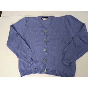 Ani Barre Lilac Knit Cardigan Sweater Medium Abalone Shell Square Buttons